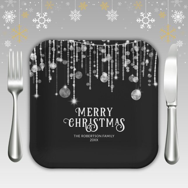 Assiettes En Carton Fête de Noël Noir et Blanc (Créateur téléchargé)