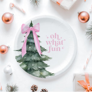 Assiettes En Carton Fête de Noël Oh Quelle Joie Rose