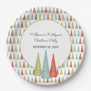 Assiettes En Carton Fête de Noël personnalisée des arbres modernes du 