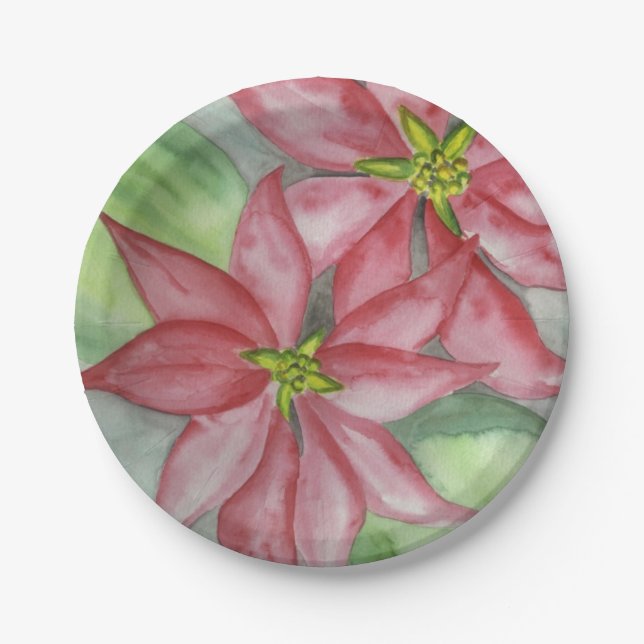 Assiettes En Carton Fête de Noël Poinsettia (Devant)
