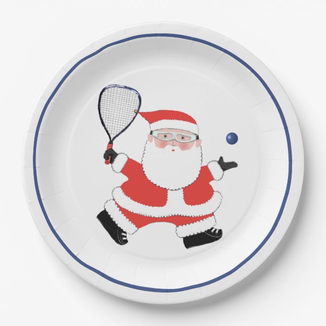 Assiettes En Carton Fête de Noël Racquetball (Devant)