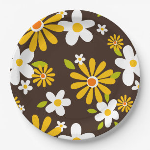 Assiettes En Carton fête de papier style motif aux fleurs des années