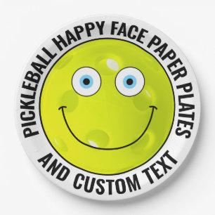 Assiettes En Carton Fête de Pickleball Personnalisée YES BLEUS Happy F