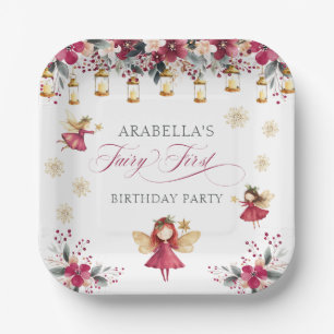Assiettes En Carton Fête de premier anniversaire de la fée hivernale f