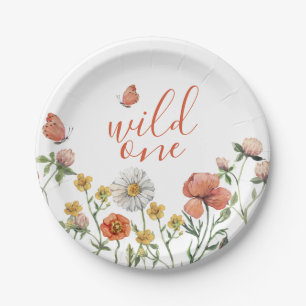 Assiettes En Carton fête de premier anniversaire du fleur sauvage