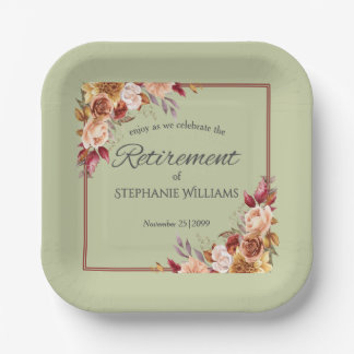 Assiettes En Carton Fête de retraite élégante aux fleurs pastel automn