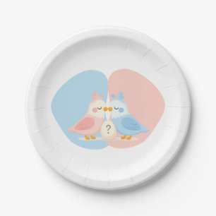 Assiettes En Carton Fête de révélation du sexe Rose & Bleu des tourter