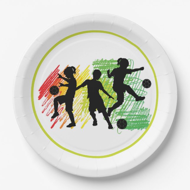 Assiettes En Carton Fête de soccer pour enfants (Devant)
