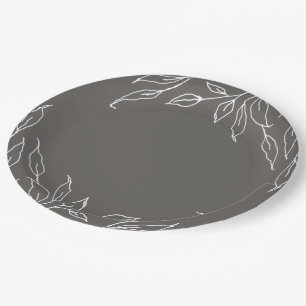 Assiettes En Carton Fête de Thanksgiving à feuilles grises chaudes