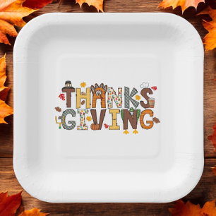 Assiettes En Carton Fête de Thanksgiving en Turquie Feuilles de footba