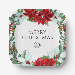 Assiettes En Carton Fête de vacances Ajouter un logo Fête de Noël d'en