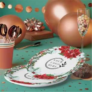 Assiettes En Carton Fête de vacances Ajouter un logo Fête de Noël d'en