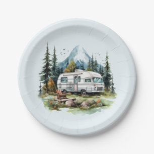 Assiettes En Carton Fête des amoureux du camping cool