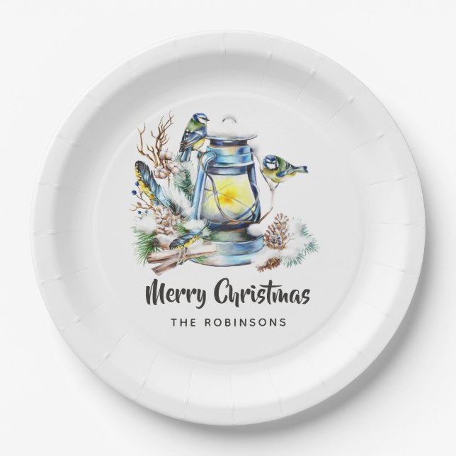 Assiettes En Carton Fête des lanternes de Noël en aquarelle (Devant)
