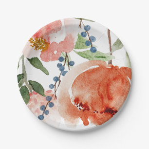 Assiettes En Carton Fête des mariées Amusant Orange Dusty Blue Peony D