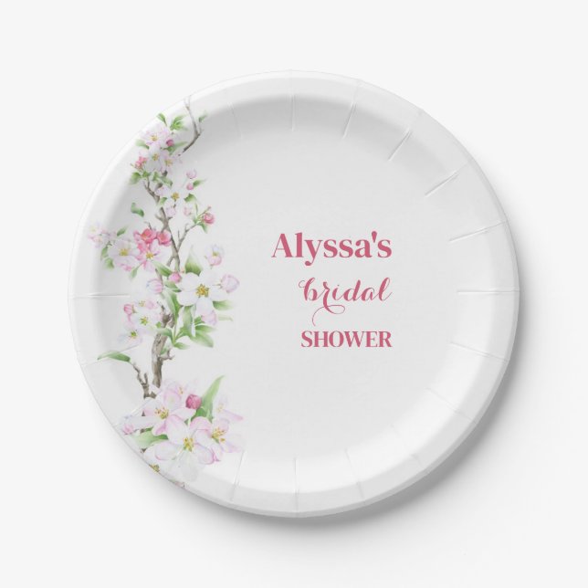 Assiettes En Carton Fête des mariées Apple Blossom personnalisée (Devant)