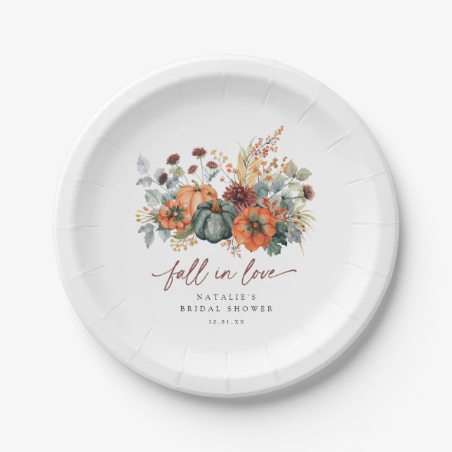Assiettes En Carton Fête des mariées automne élégante (Devant)