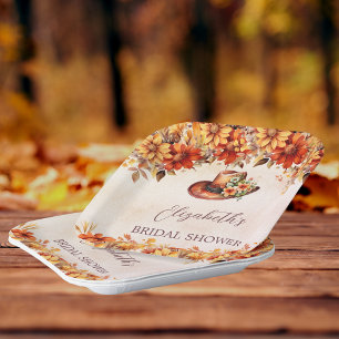 Assiettes En Carton Fête des mariées automne orangé florales cowgirl c