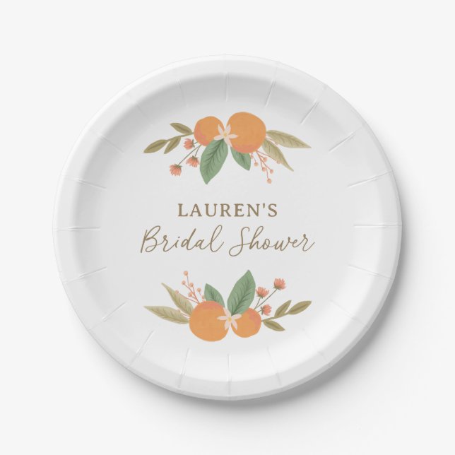 Assiettes En Carton Fête des mariées aux agrumes floraux (Devant)
