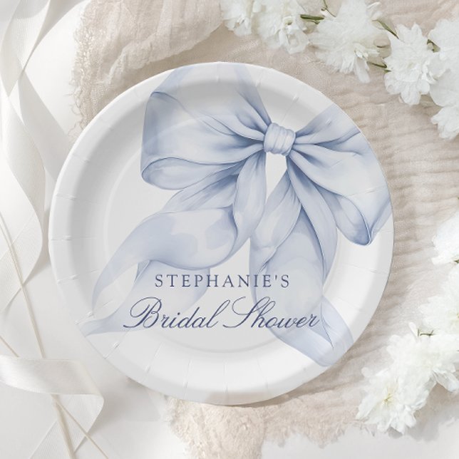 Assiettes En Carton Fête des mariées Blue Bow petite (Créateur téléchargé)
