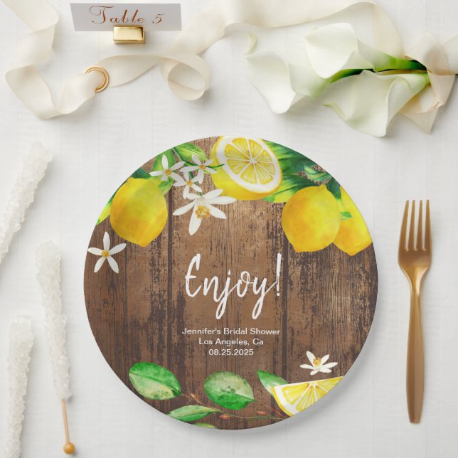 Assiettes En Carton Fête des mariées citron (Mariage)