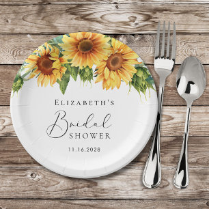 Assiettes En Carton Fête des mariées d'aquarelle de tournesol Eucalypt