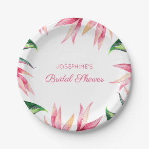 Assiettes En Carton Fête des mariées d'aquarelle tropicale Oiseau du P