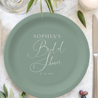 Assiettes En Carton Fête des mariées de calligraphie minimaliste Sage