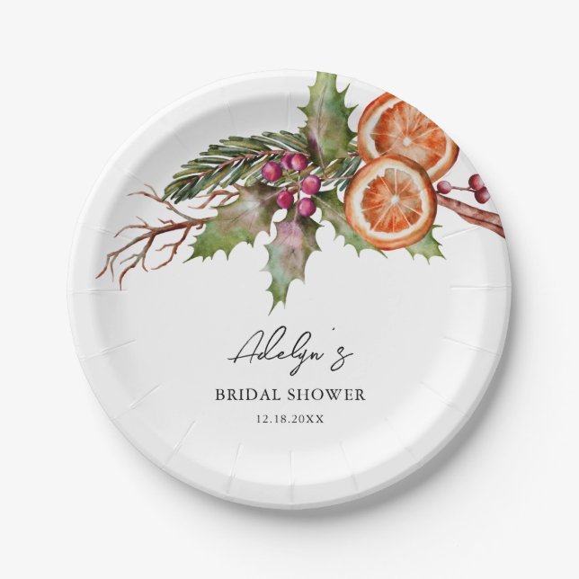 Assiettes En Carton Fête des mariées de couronne de vacances rustique (Devant)
