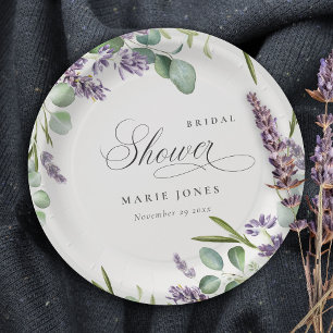 Assiettes En Carton Fête des mariées de feuillage feuilleté Lavender E