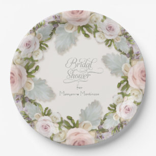 Assiettes En Carton Fête des mariées de feuillage Succulente rose pâle