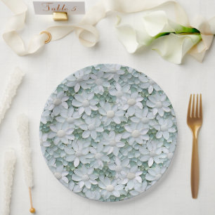 Assiettes En Carton Fête des mariées de fleurs de lotus blanc
