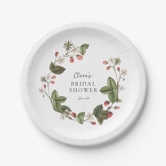Assiettes En Carton Fête des mariées de fraises sauvages (Devant)