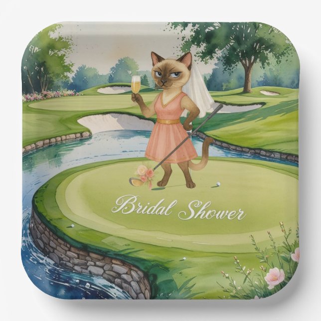 Assiettes En Carton FÊTE DES MARIÉES de GOLF pour golfeur Amoureux des (Recto)