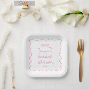 Assiettes En Carton Fête des mariées de la boue rose à main lunaire