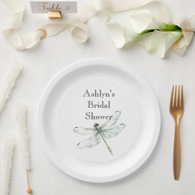 Assiettes En Carton Fête des mariées de libellules bleu chic (Mariage)