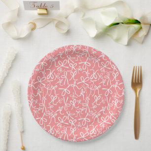 Assiettes En Carton Fête des mariées de Motif de lignes roses mignonne