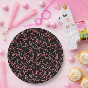 Assiettes En Carton Fête des mariées de Motif de lignes roses mignonne