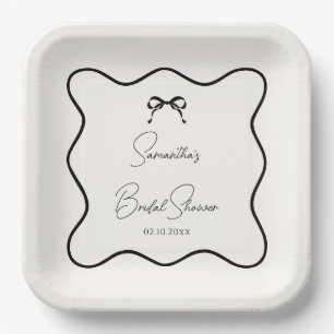 Assiettes En Carton Fête des mariées de noeud de la boîte noire