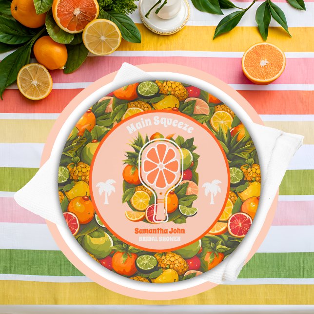 Assiettes En Carton Fête des mariées de Pickleball de Citrus Tropical (Créateur téléchargé)