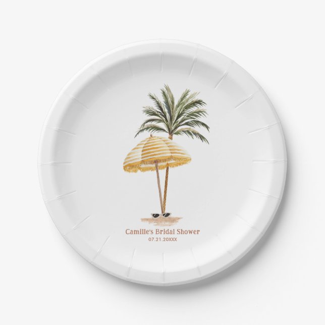 Assiettes En Carton Fête des mariées de plage d'été (Devant)