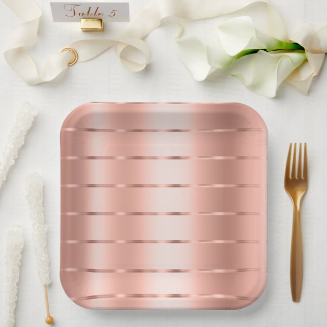 Assiettes En Carton Fête des mariées de ruban rose Gold (Mariage)