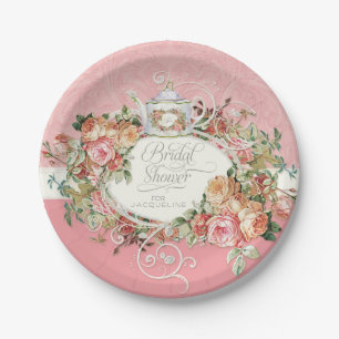 Assiettes En Carton Fête des mariées de Tea Party Vintage Manor anglai
