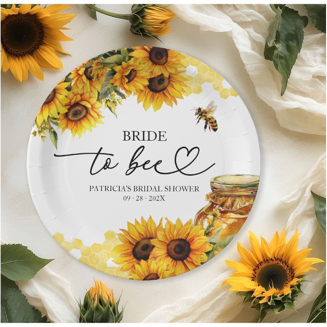 Assiettes En Carton Fête des mariées de tournesol Mariée à Bee (Créateur téléchargé)