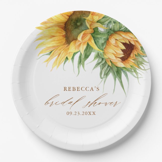 Assiettes En Carton Fête des mariées de tournesol rustique élégant Fav (Devant)