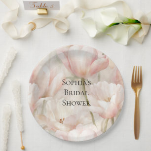 Assiettes En Carton Fête des mariées de tulipes à crème rose pâle