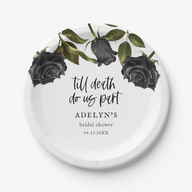 Assiettes En Carton Fête des mariées d'Halloween gothique blanc (Devant)
