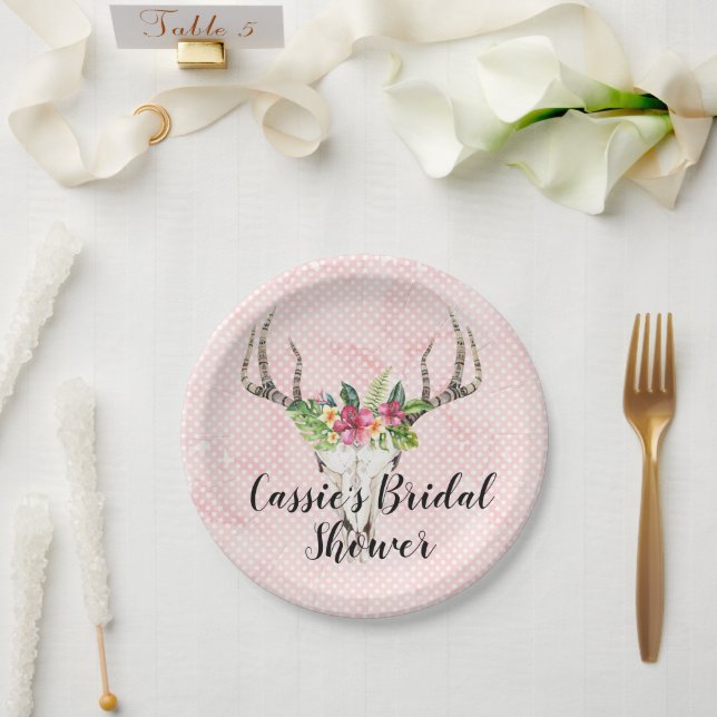 Assiettes En Carton Fête des mariées du crâne de l'île Boho (Mariage)