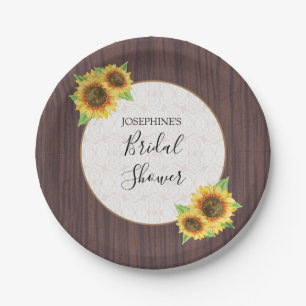 Assiettes En Carton Fête des mariées en dentelle de tournesol rustique
