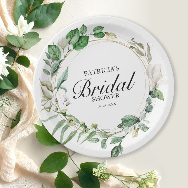 Assiettes En Carton Fête des mariées Eucalyptus géométrique (Créateur téléchargé)